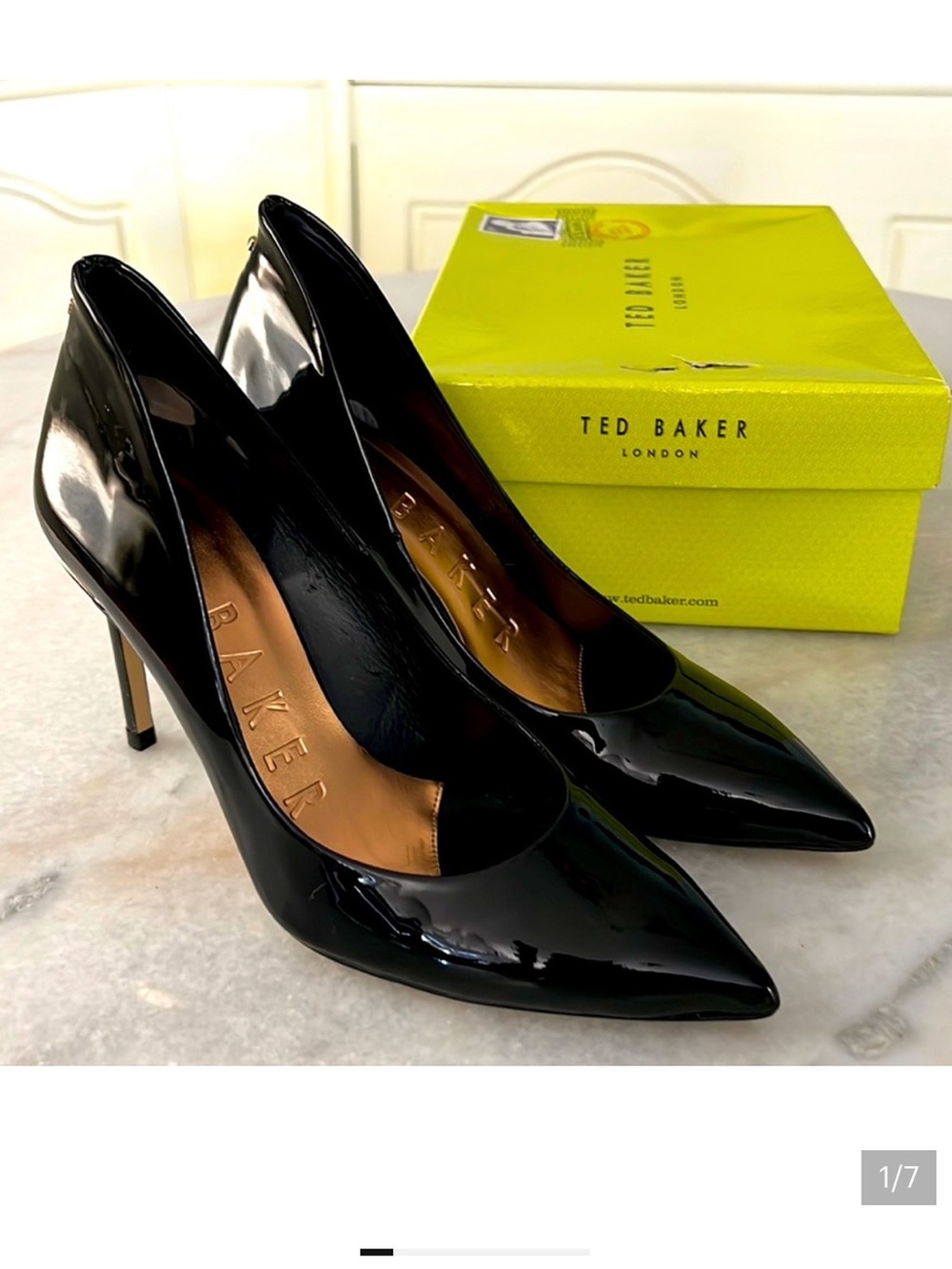 Ted Baker Black Patent Pointed Pumps
